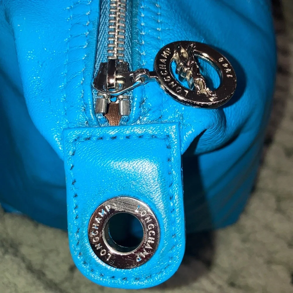 Longchamp Le Pliage Cuir Blue all leather tote bag - Picture 5 of 16